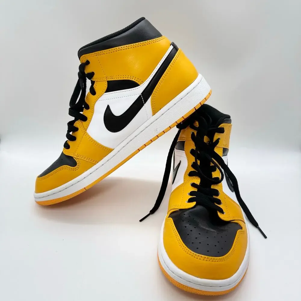 Jordan Sz 9 Men Air Jordan 1 Mid Yellow Toe Taxi (554724-701)